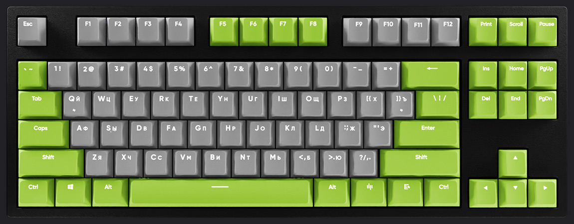 HYPERPC Keyboard TKL - Зеленый + серый
