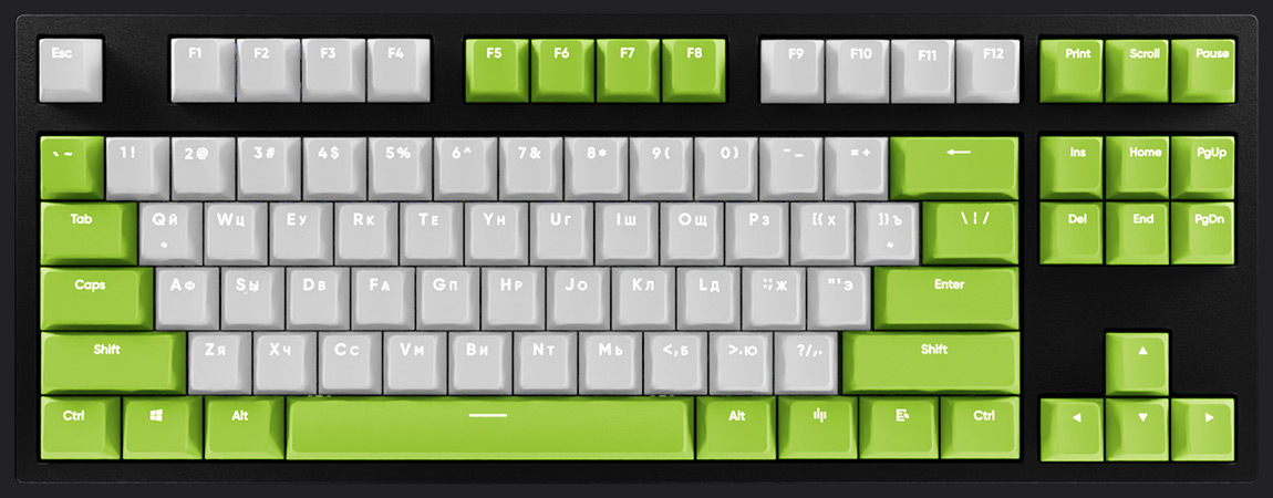 HYPERPC Keyboard TKL - Зеленый + белый
