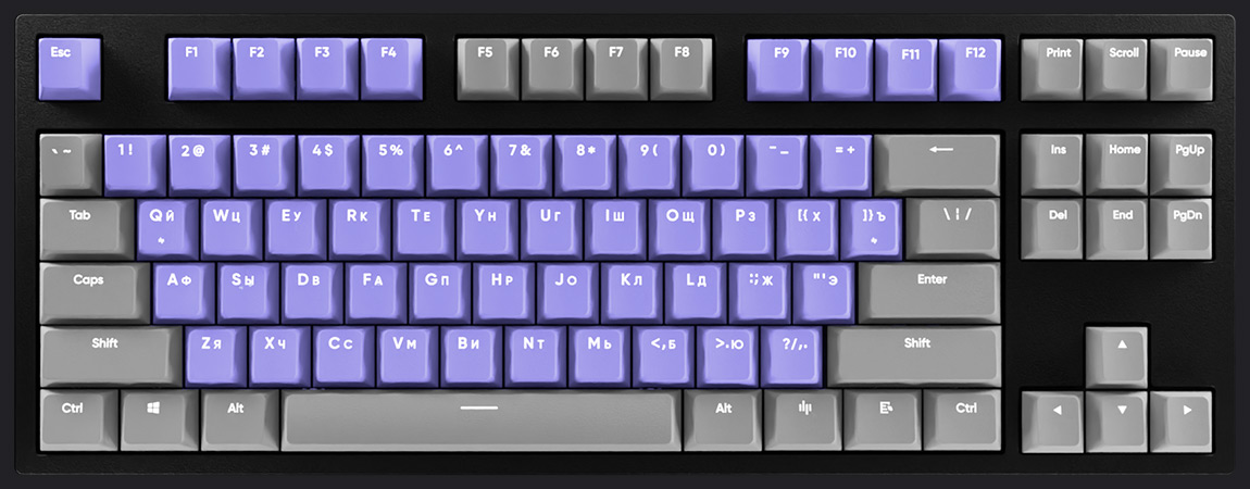 HYPERPC Keyboard TKL - Серый + Фиолетовый