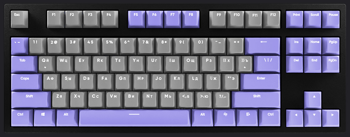 HYPERPC Keyboard TKL - Фиолетовый + серый
