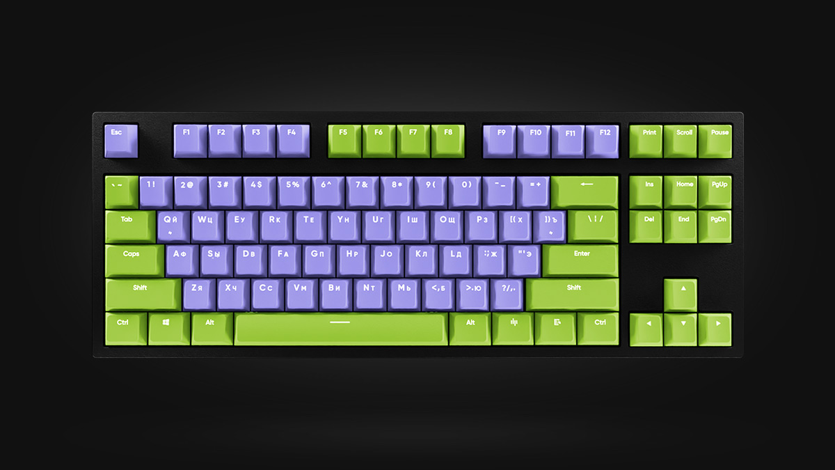 HYPERPC KEYBOARD TKL Green/Purple Kailh Brown V2