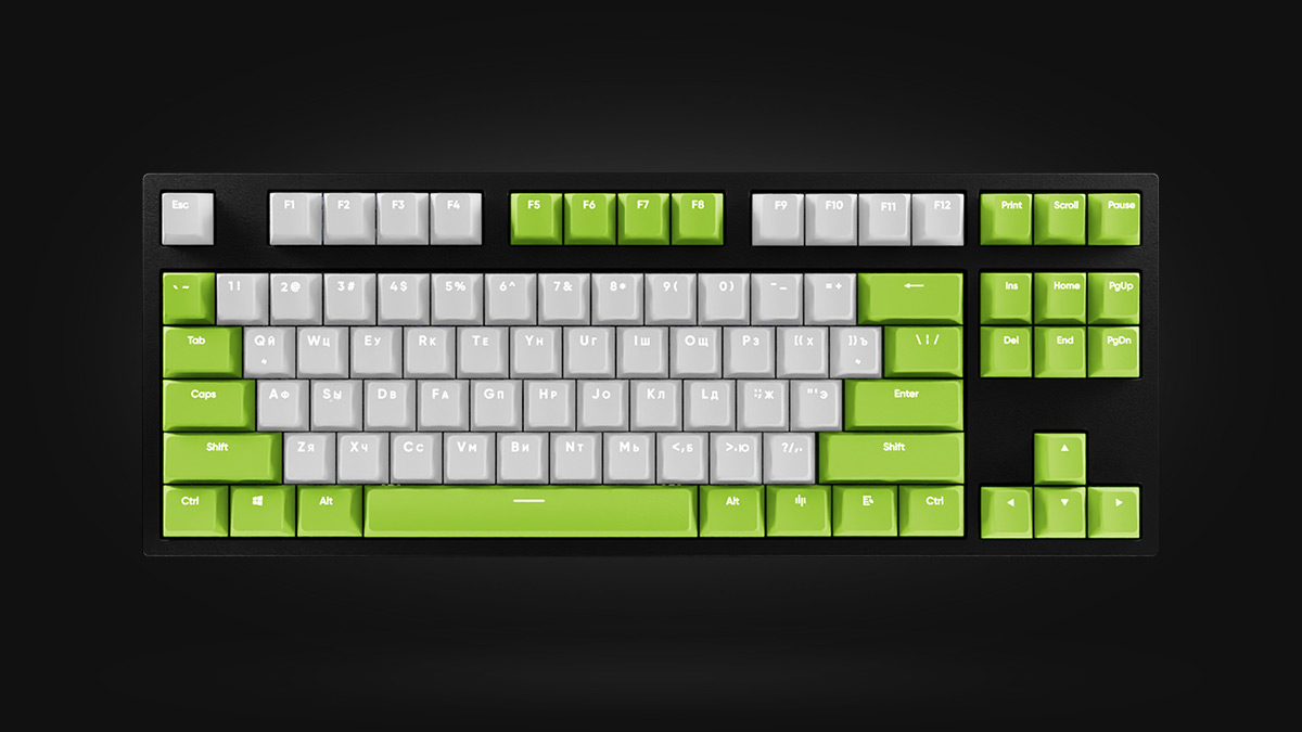 HYPERPC KEYBOARD TKL Green/White Kailh Brown V2