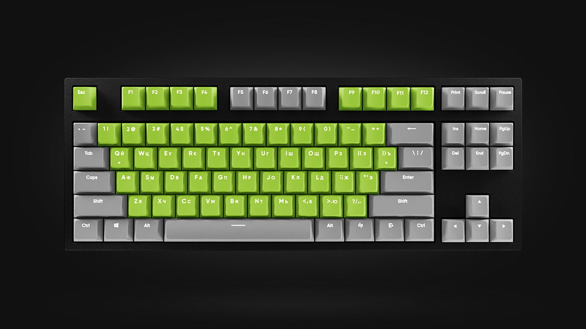 HYPERPC KEYBOARD TKL Grey/Green G3MS Sapphire