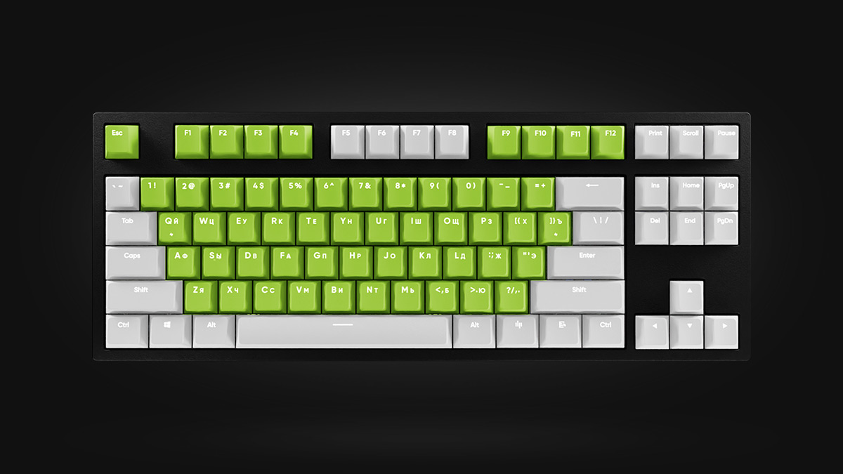 HYPERPC KEYBOARD TKL White/Green Gateron Silent