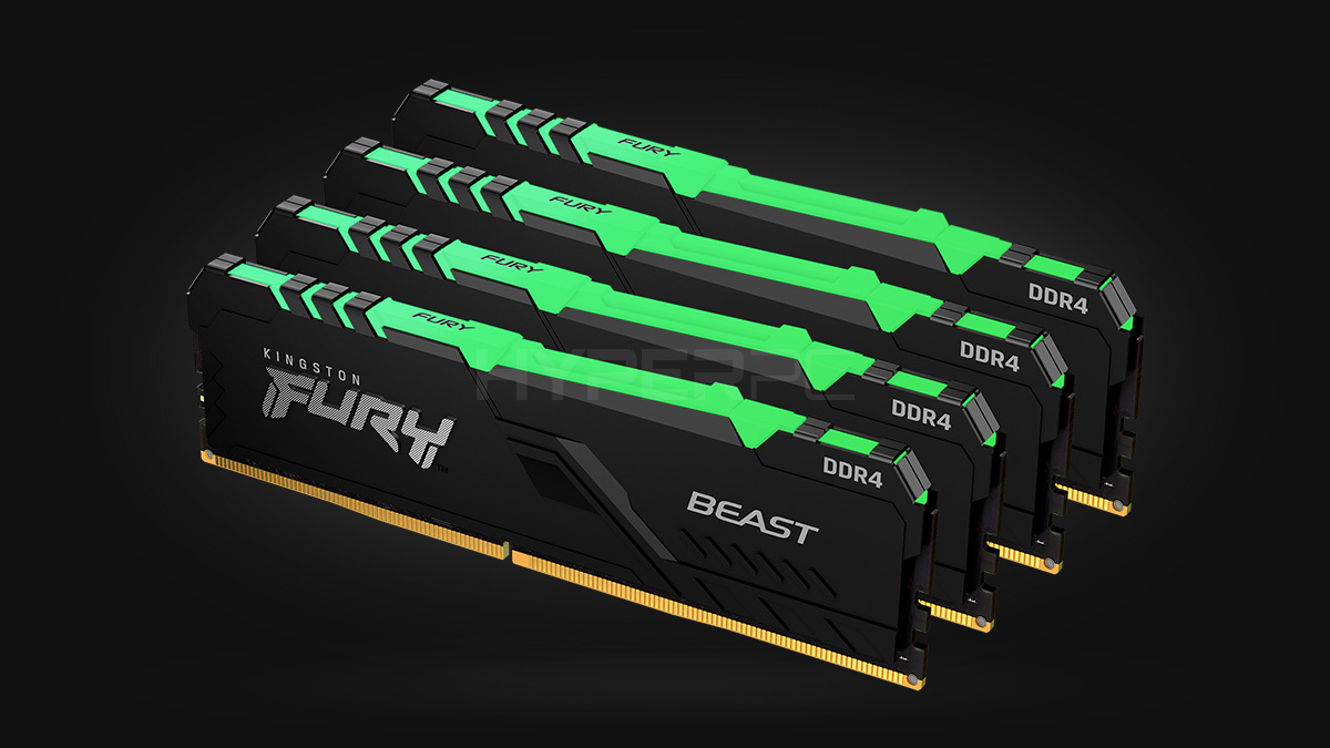 32GB Kingston Fury Beast RGB [DDR4, 3600MHz, 4x8GB]
