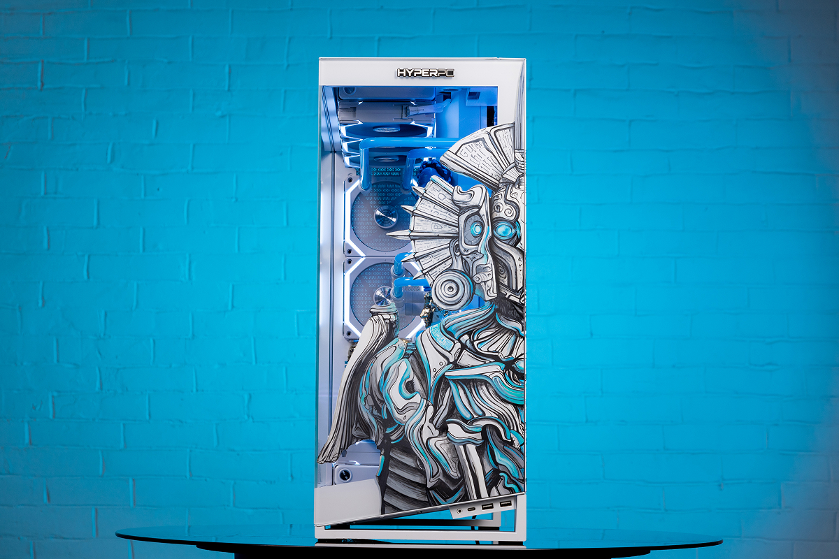 HYPERPC CONCEPT x FunPay — вид сбоку, водяное охлаждение и золотые 3D-модели