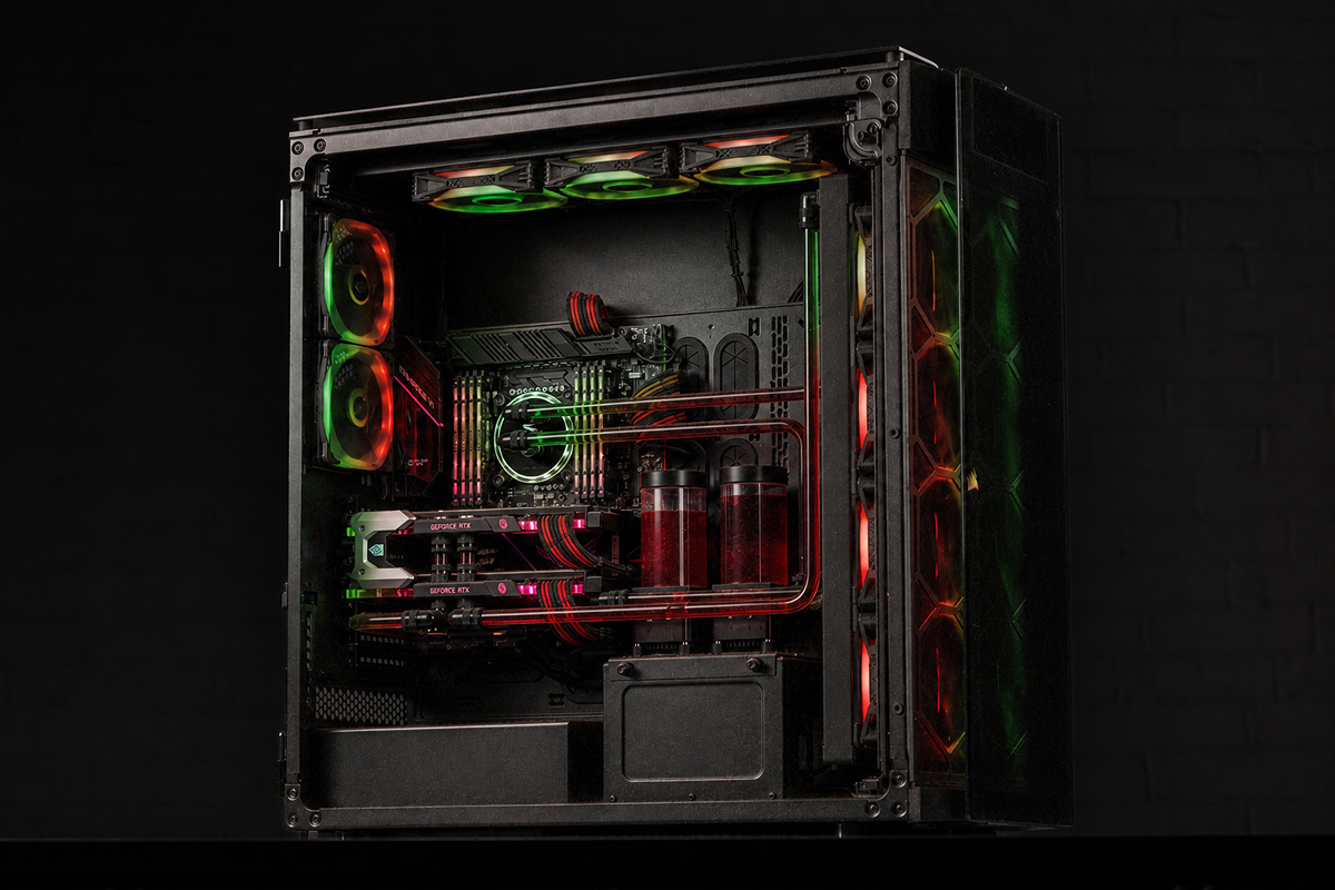 Исходное состояние проекта 2020 года: SLI на RTX 2080 Ti и красный хладагент