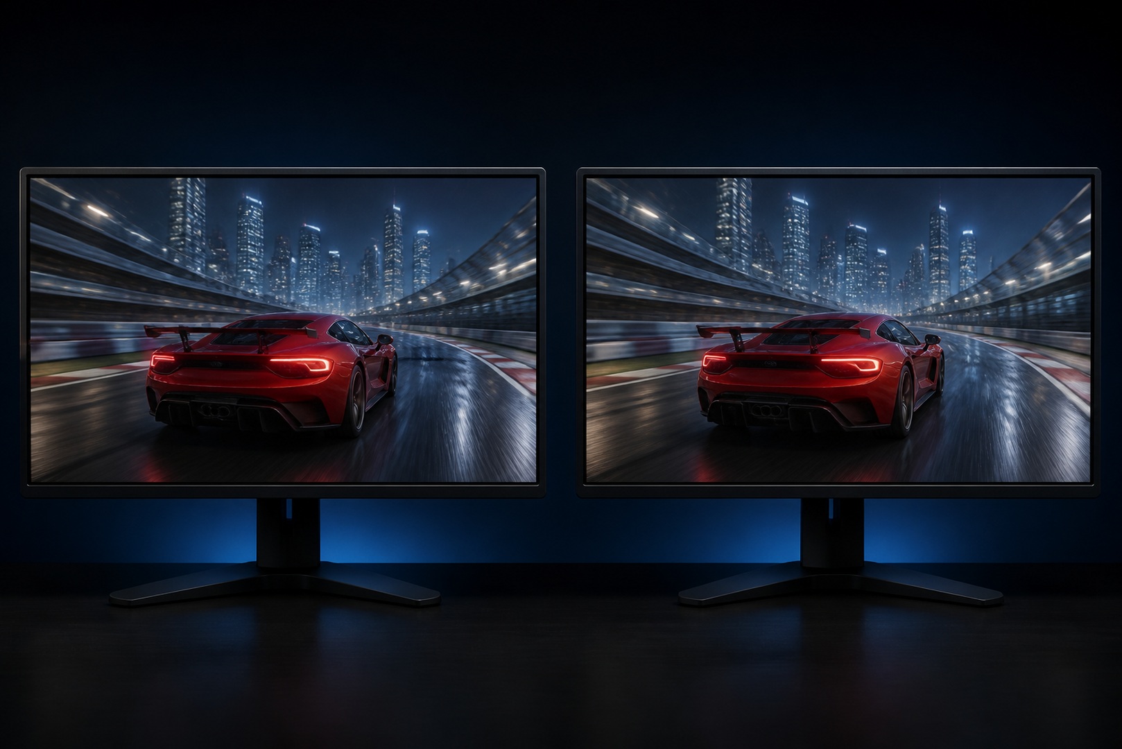 Сравнение изображения с разрывом кадра и с адаптивной синхронизацией FreeSync.