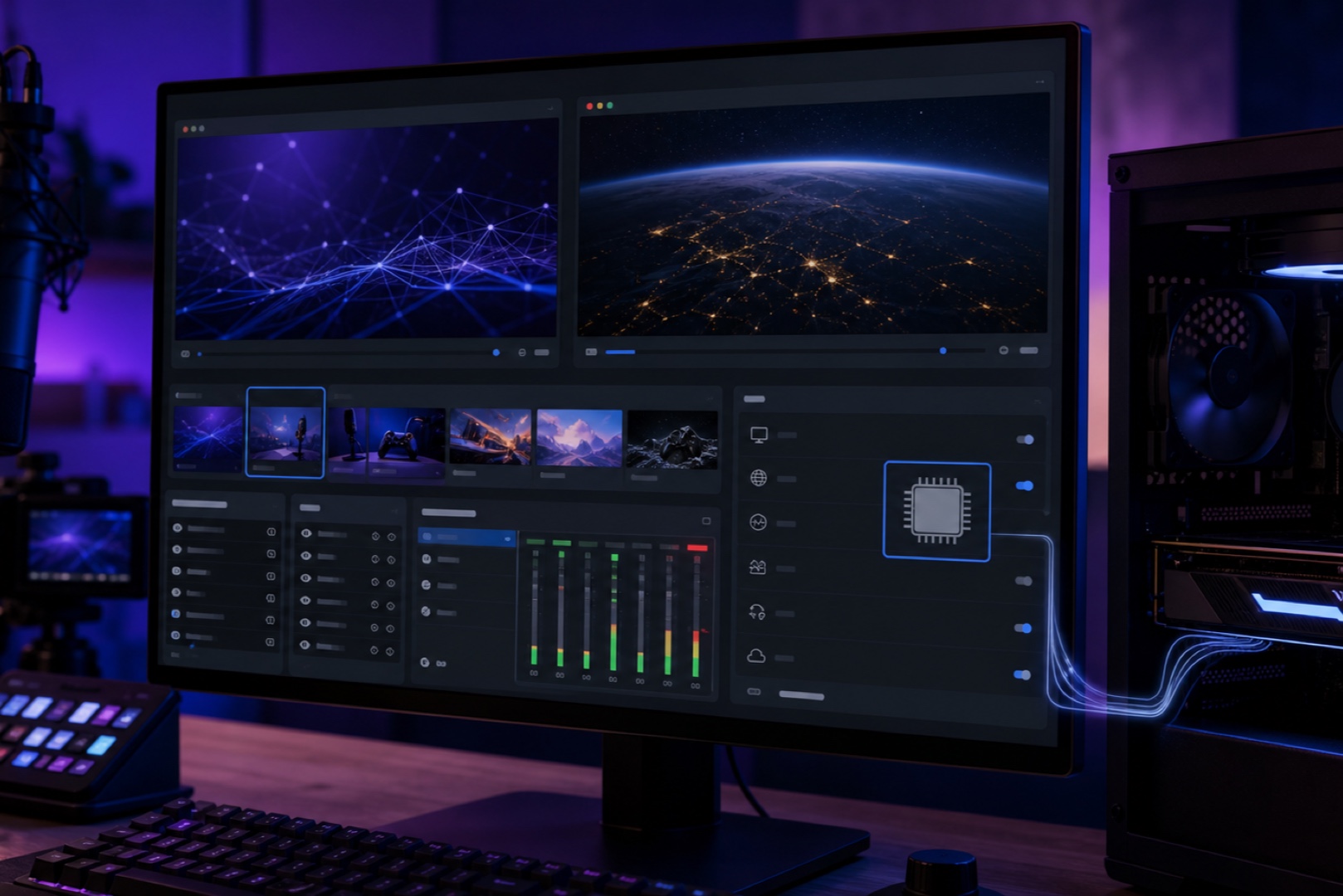 Настройка сцен и аппаратного кодировщика AV1 в OBS Studio для стрима в 4K