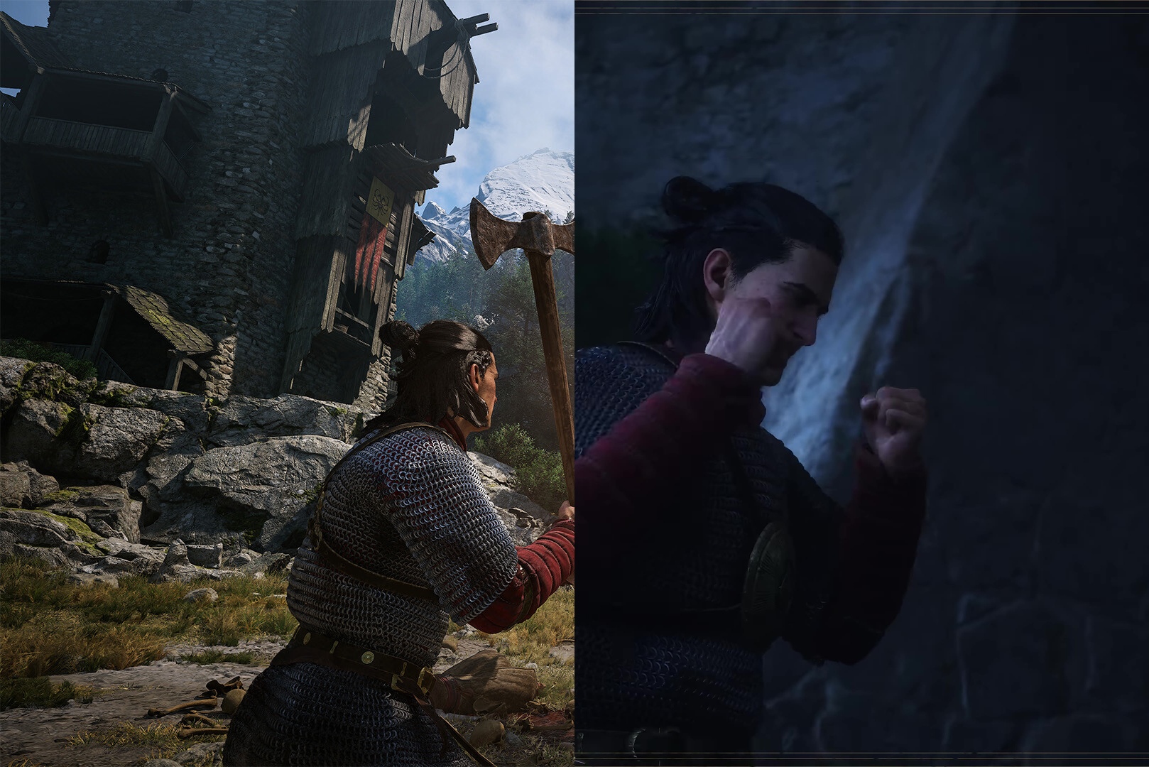 День и ночь в The Blood of Dawnwalker, коллаж из официальных кадров