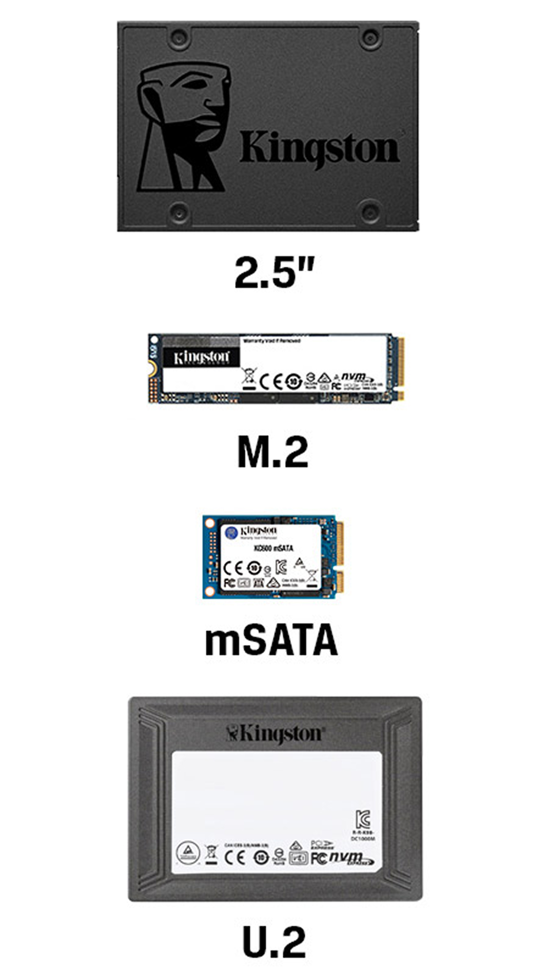 Форм-факторы SSD: 2.5, M.2, mSATA, U.2