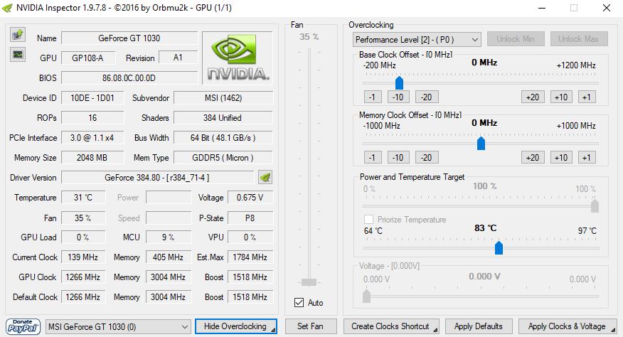 Приложение NVIDIA Inspector