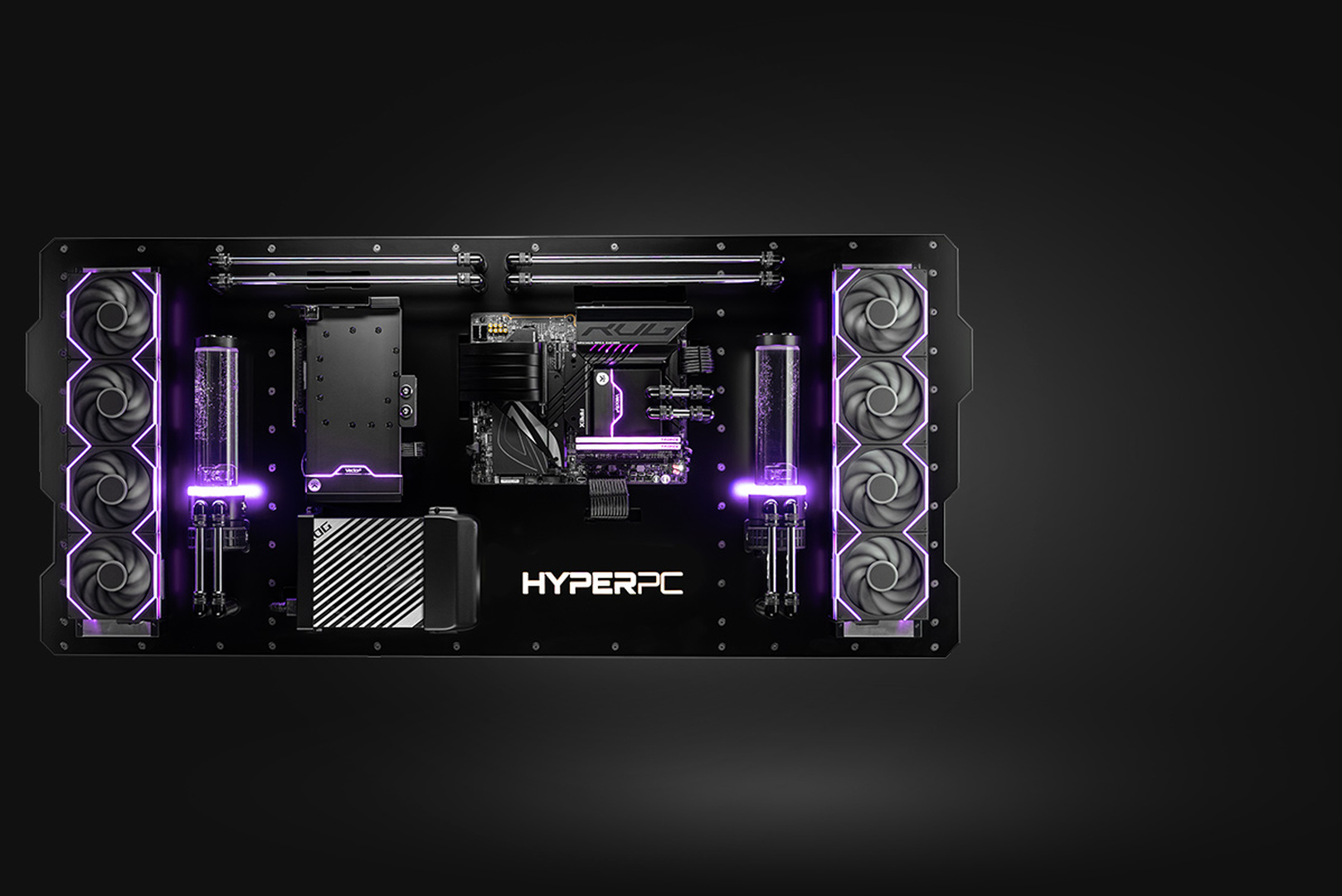 Игровой компьютер HYPERPC WALL с открытой компоновкой и жидкостным охлаждением